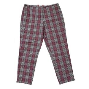 Vintage Esprit Plaid Pants Jr. Size 11/12 Maroon Green White Casual Career Capri